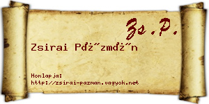 Zsirai Pázmán névjegykártya
